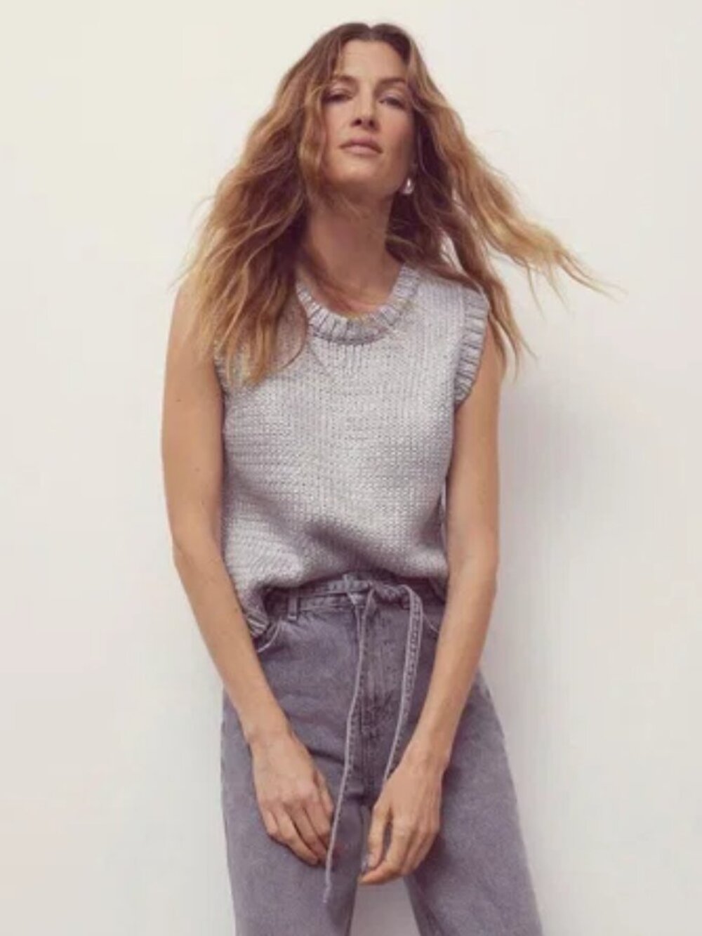 Mint Velvet Silver Knit Tabbard Top
